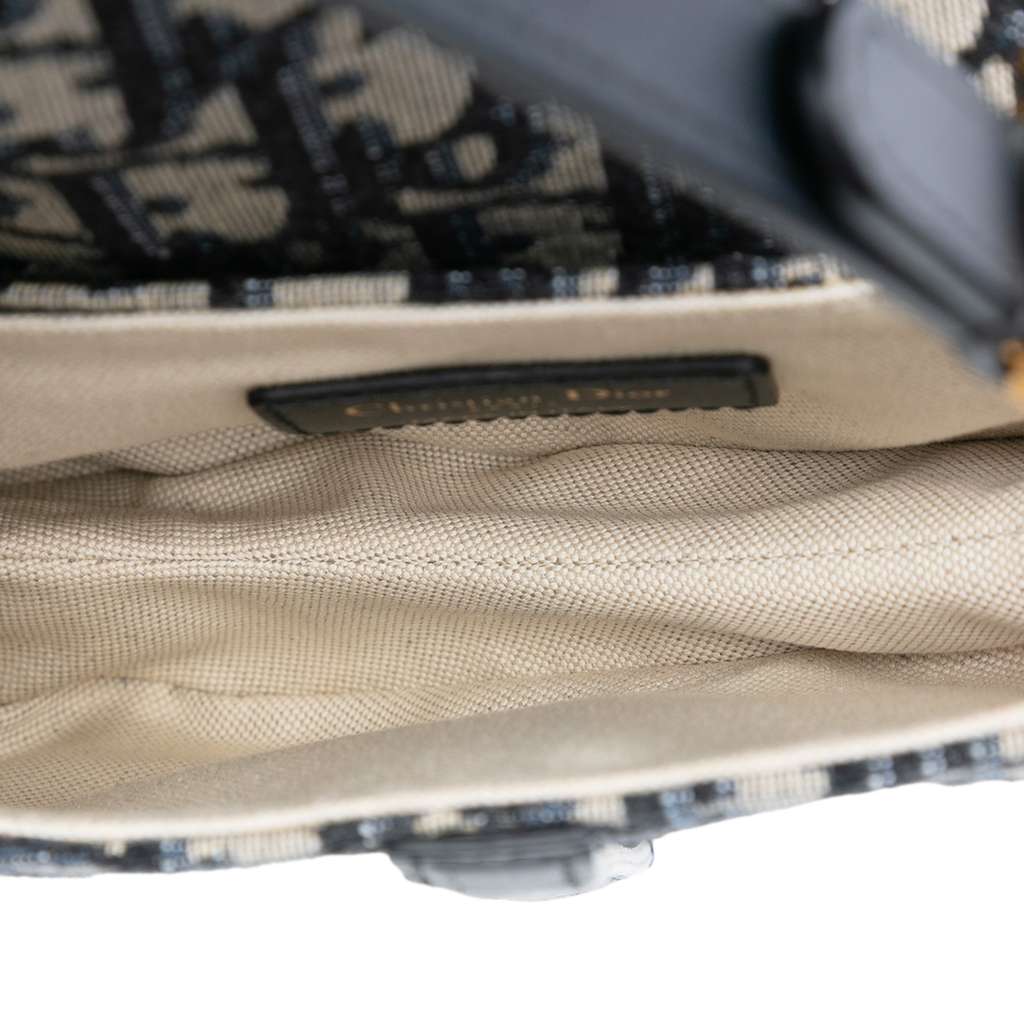 Dior Mini Oblique Canvas Saddle Bag Blue Canvas Good condition - Model View