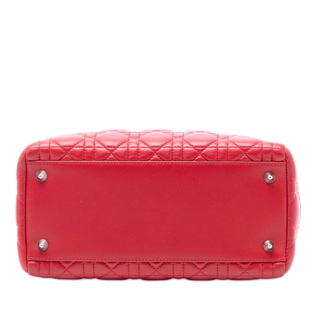 Dior Medium Lambskin Cannage Lady Dior Red Leather Good condition - Inside View