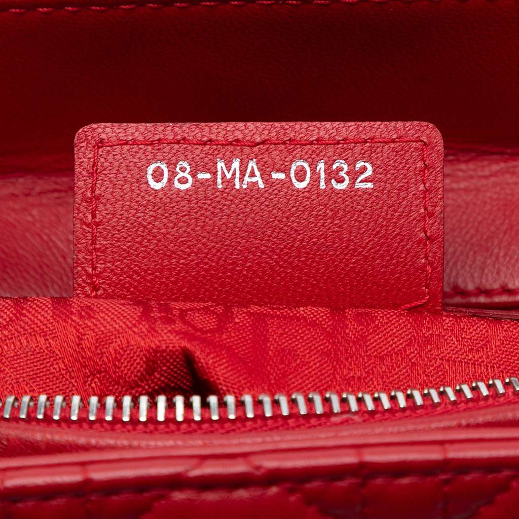 Dior Medium Lambskin Cannage Lady Dior Red Leather Good condition - Box View