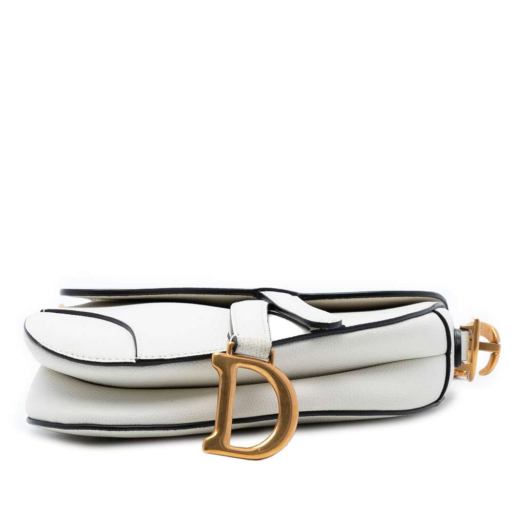 Dior Mini Grained Calfskin Saddle Bag White Leather Good condition - Inside View