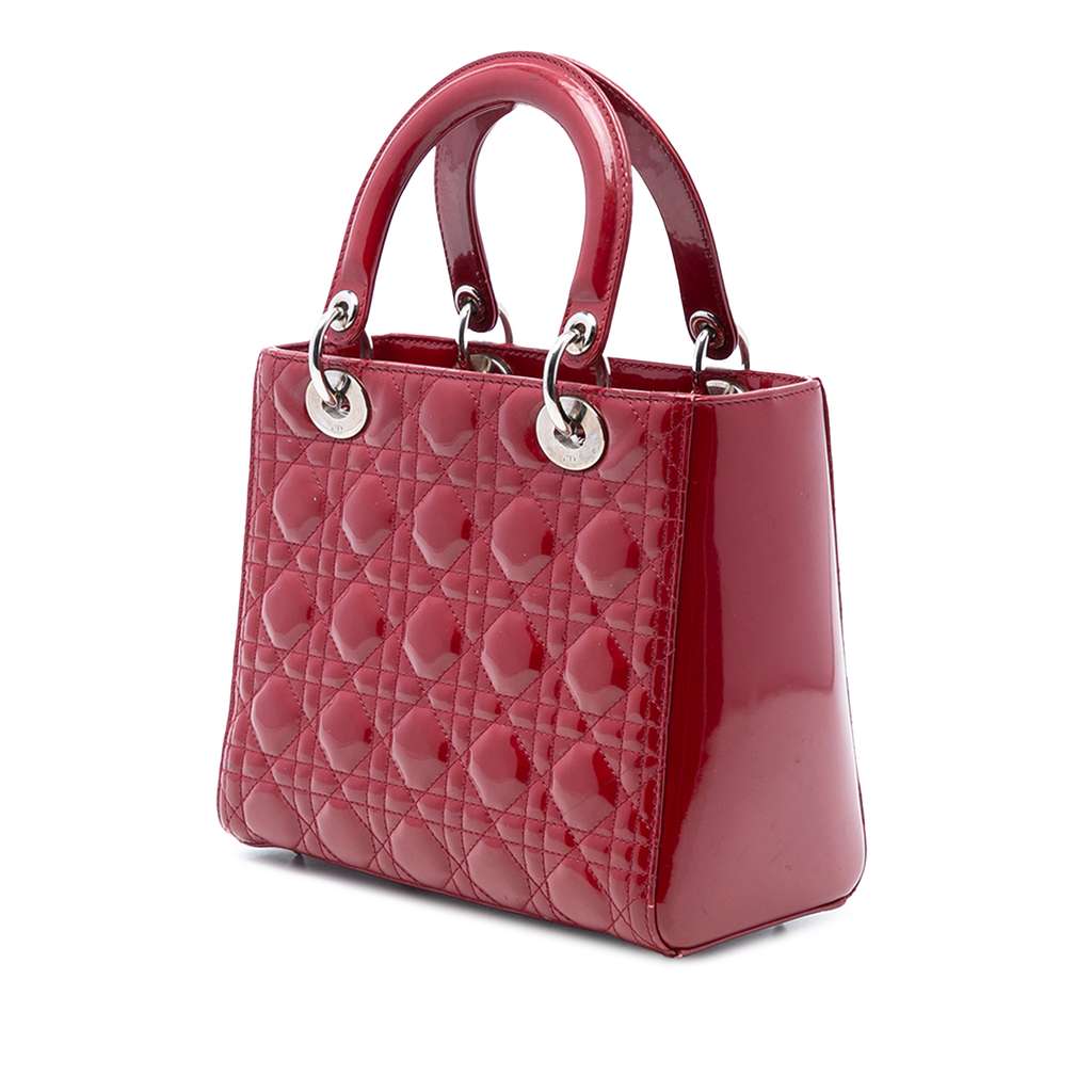 Dior Medium Patent Cannage Lady Dior Red Leather Good condition - Back View