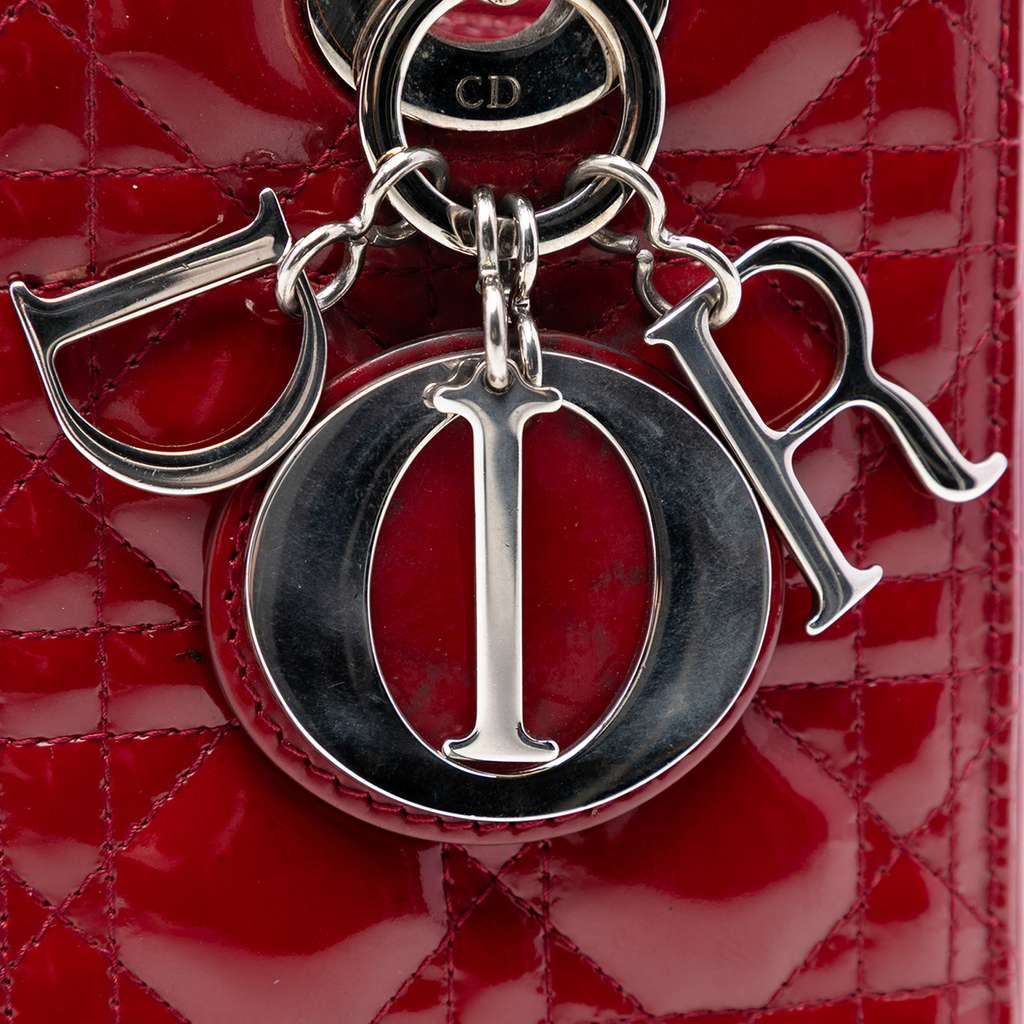 Dior Medium Patent Cannage Lady Dior Red Leather Good condition - Box View