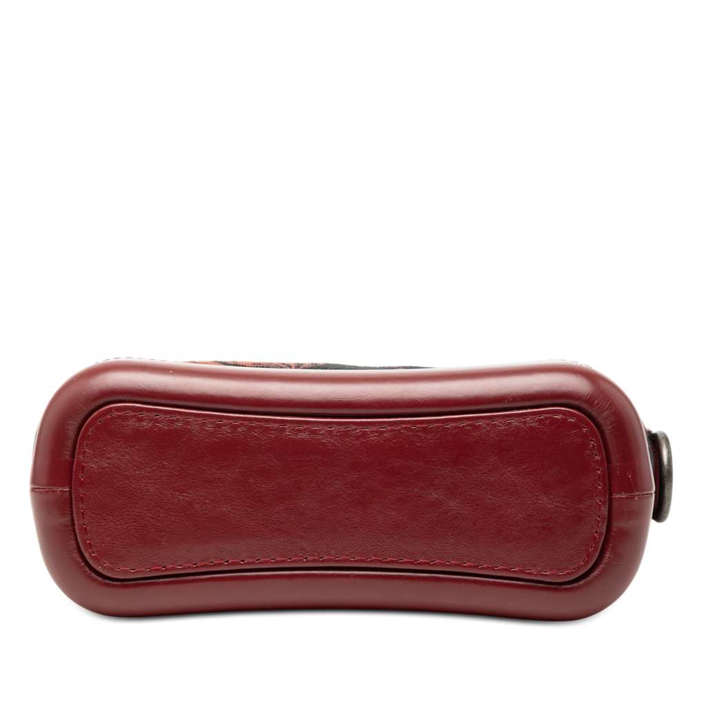 Chanel Small Knit and Calfskin Owl Print Gabrielle Hobo Red Wool Good condition - Inside View