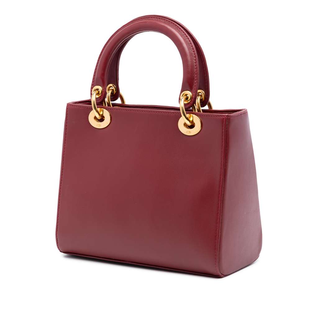 Dior Medium Lambskin Lady Dior Red Leather Good condition - Back View