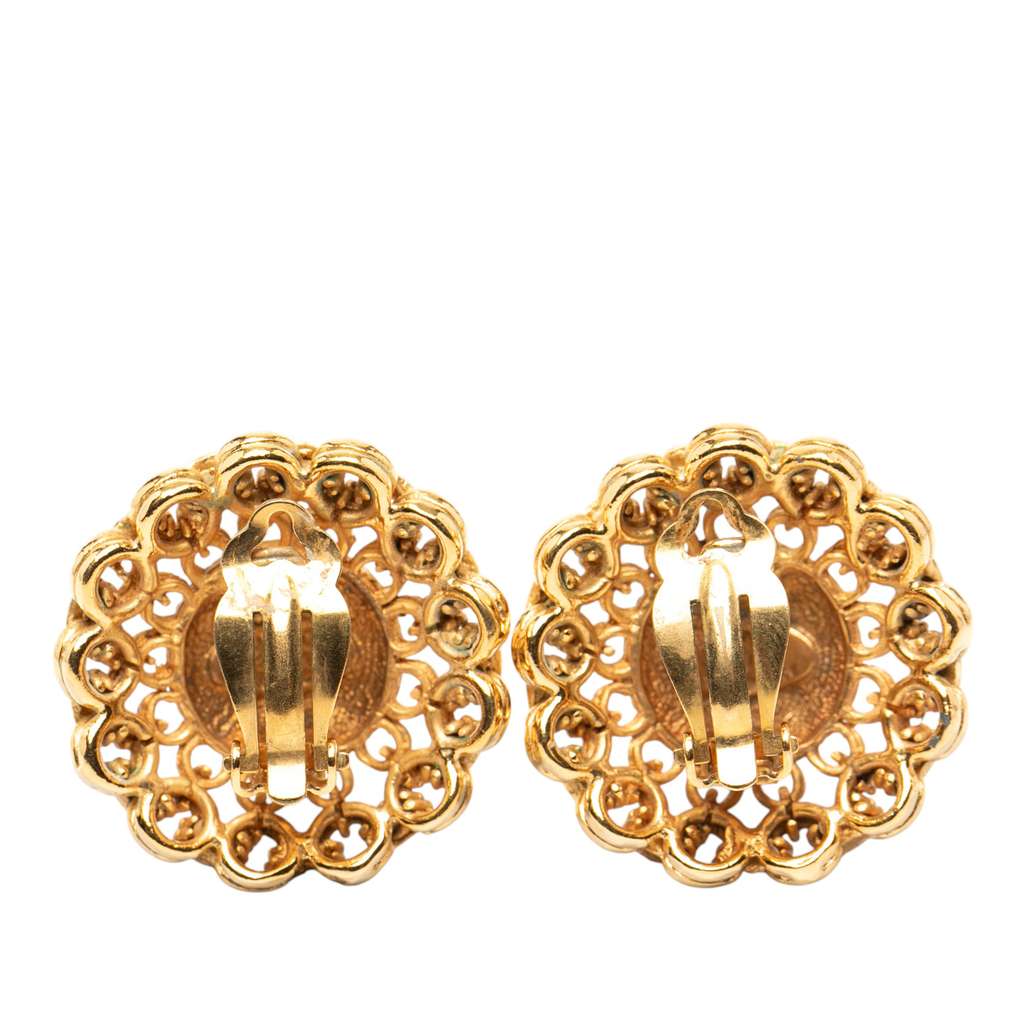 Chanel Gold Plated Chain Dome Clip On Earrings Gold Metal Good condition - Back View