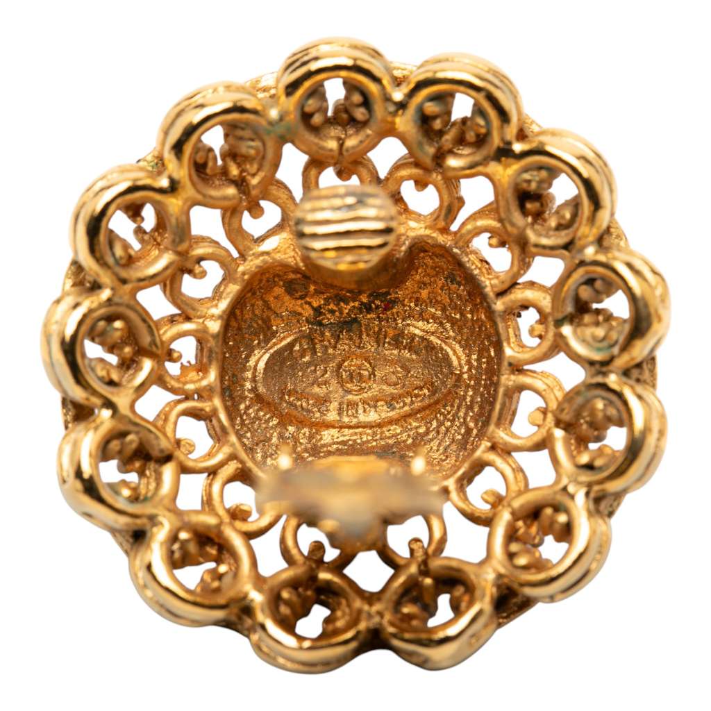 Chanel Gold Plated Chain Dome Clip On Earrings Gold Metal Good condition - Inside View