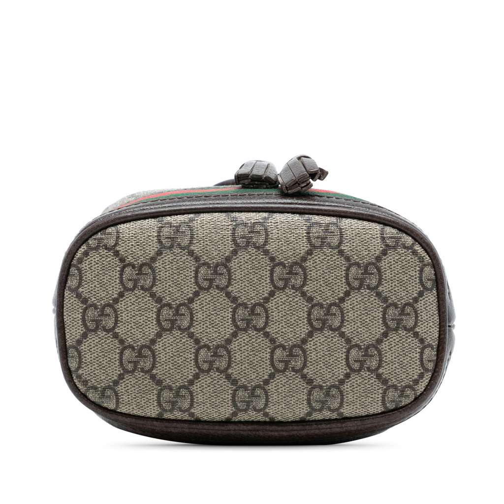 Gucci Mini GG Supreme Web Ophidia Bucket Bag Brown Canvas Good condition - Inside View