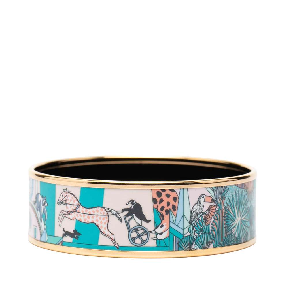 Hermès Wide Animapolis Enamel Bracelet 62 Blue Good condition - Back View