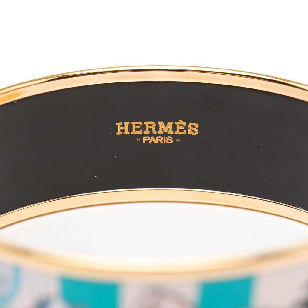 Hermès Wide Animapolis Enamel Bracelet 62 Blue Good condition - Box View