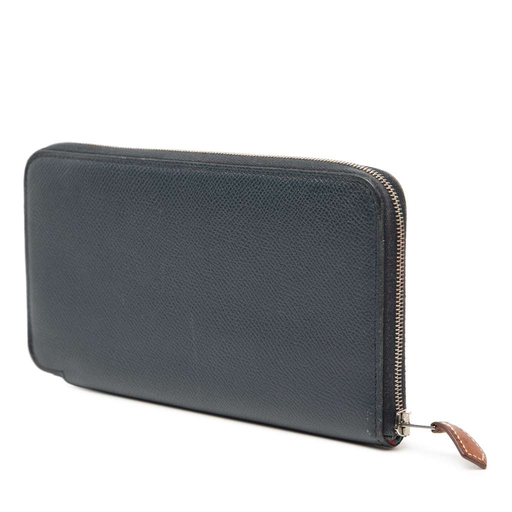 Hermès Epsom Silk'In Classique Long Wallet Blue Leather Good condition - Back View