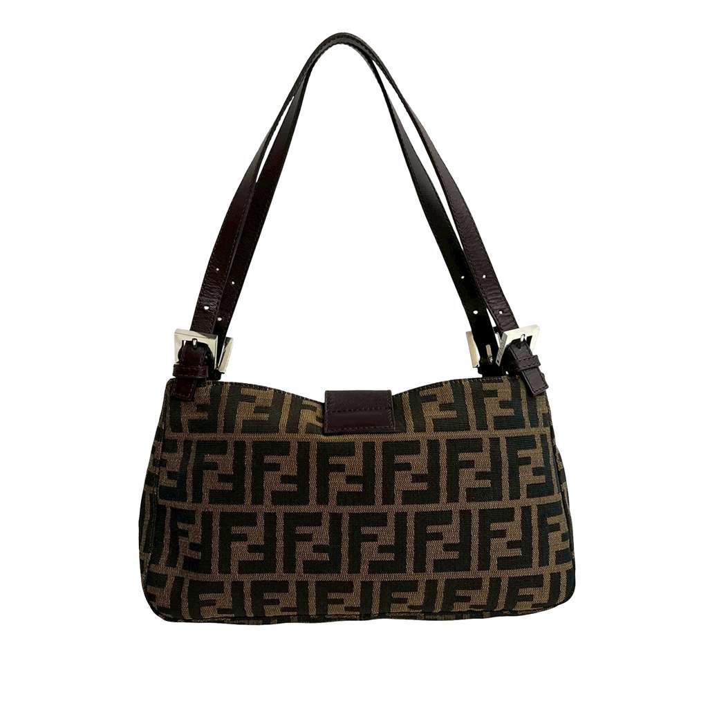 Fendi Zucca Canvas Shoulder Bag Brown Canvas Good condition - Back View