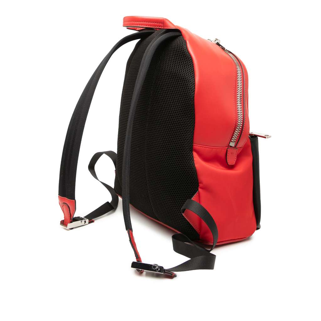 Fendi Nylon and Leather Faces Backpack Red Good condition - Back View