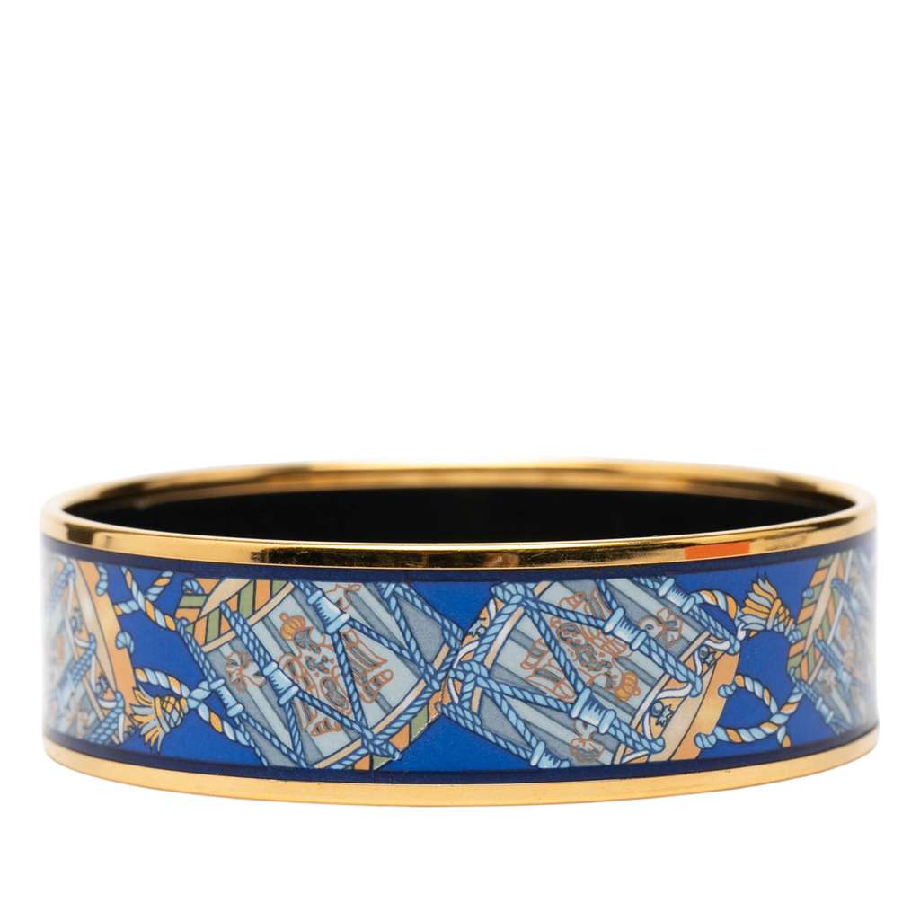 Hermès Wide Les Tambours Enamel Bangle 65 Blue Good condition - Inside View