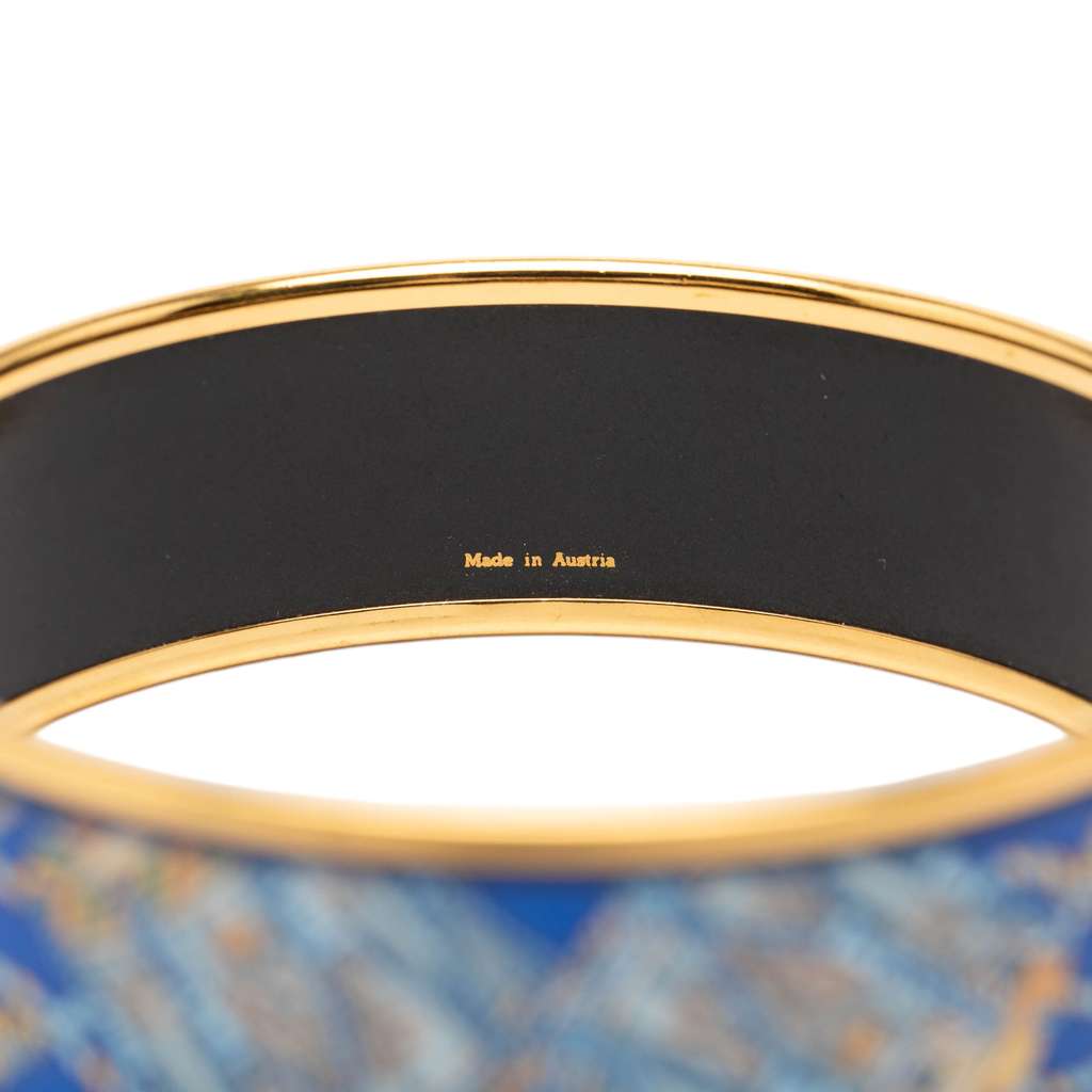 Hermès Wide Les Tambours Enamel Bangle 65 Blue Good condition - Box View