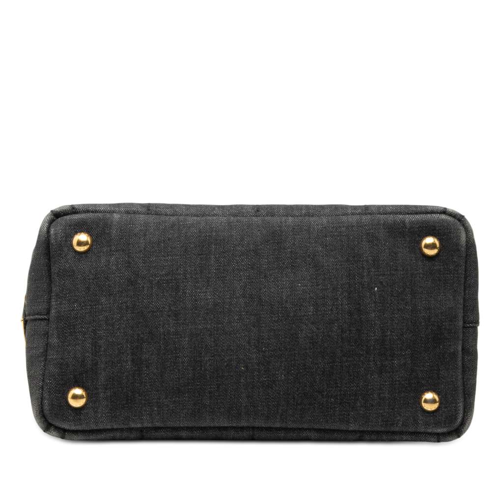 Prada Small Denim Canapa Logo Satchel Grey Denim Good condition - Inside View