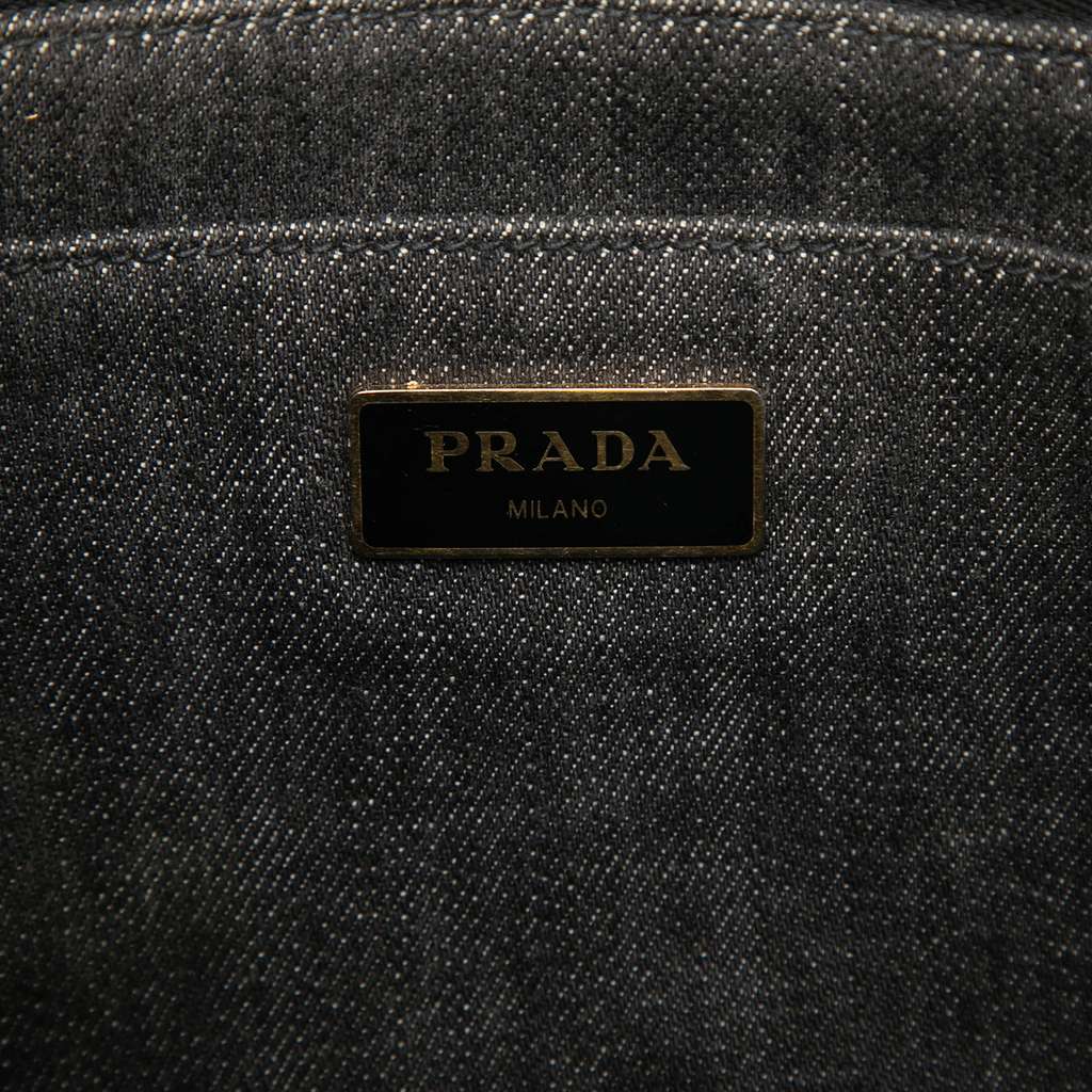 Prada Small Denim Canapa Logo Satchel Grey Denim Good condition - Box View