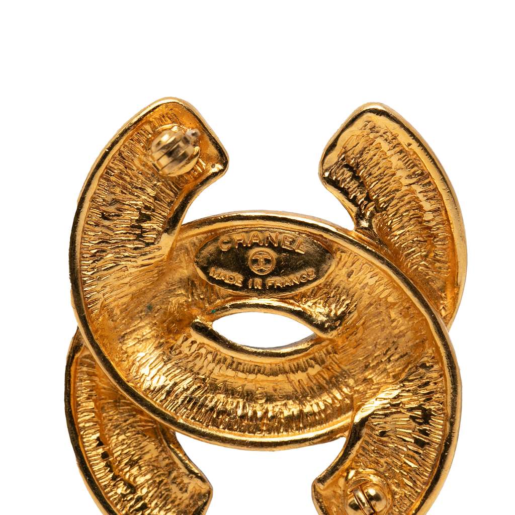 Chanel Gold Plated Quilted CC Brooch Gold Metal Good condition - Inside View