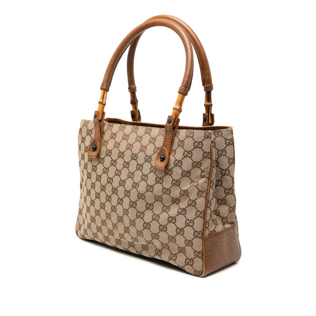 Gucci GG Canvas Bamboo Tote Brown Canvas Good condition - Back View