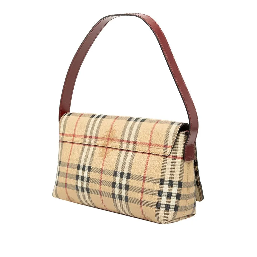 Burberry Haymarket Check Coated Canvas Shoulder Bag Brown Canvas Very good - Back View