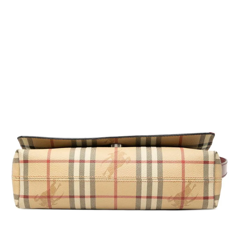 Burberry Haymarket Check Coated Canvas Shoulder Bag Brown Canvas Very good - Inside View
