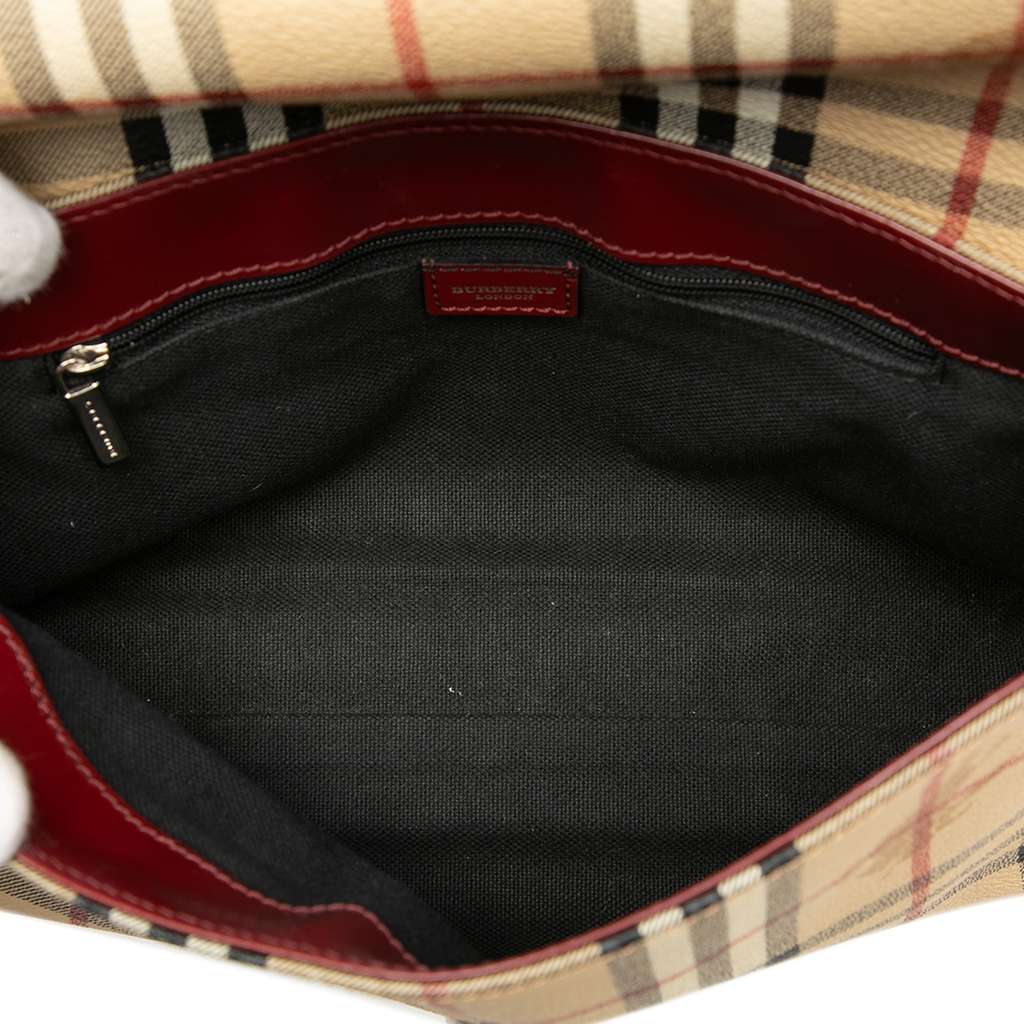 Burberry Haymarket Check Coated Canvas Shoulder Bag Brown Canvas Good condition - Model View