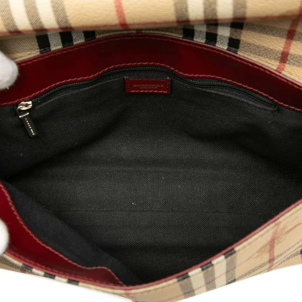 Burberry Haymarket Check Coated Canvas Shoulder Bag Brown Canvas Very good - Model View