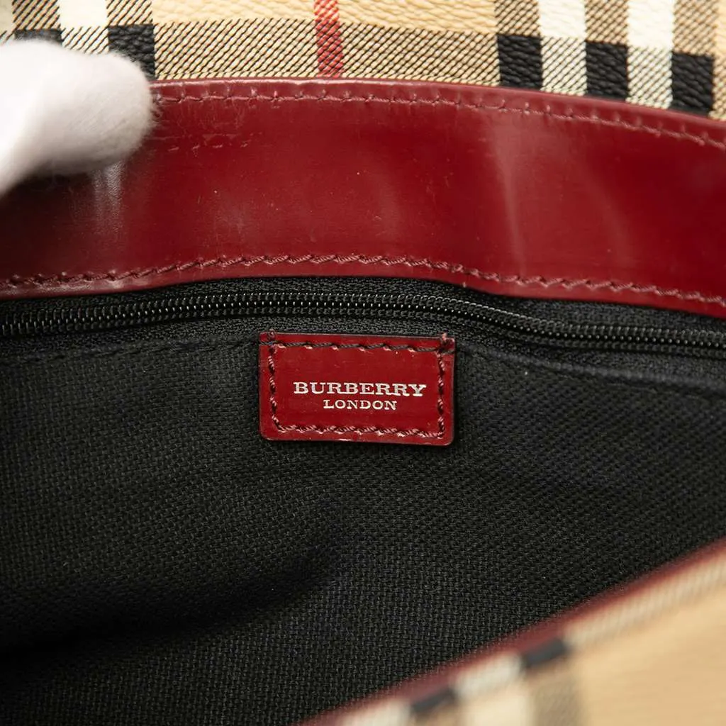 Burberry Haymarket Check Coated Canvas Shoulder Bag Brown Canvas Very good - Box View