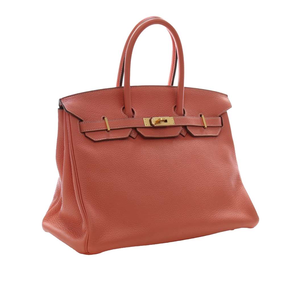 Hermès Clemence Birkin Retourne 35 Orange Leather Good condition - Back View
