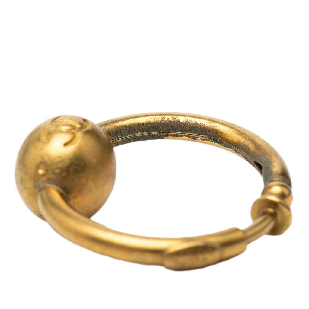 Chanel Gold Plated CC Hoop Earrings Gold Metal Good condition - Inside View