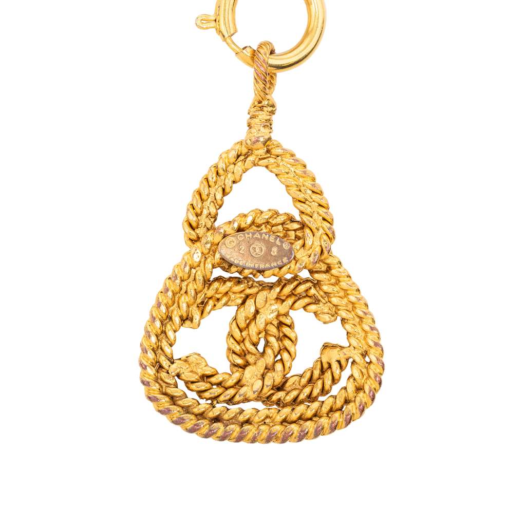 Chanel CC Gold Plated Triple Chain Rope Triangle Pendant Necklace Gold Metal Good condition - Inside View