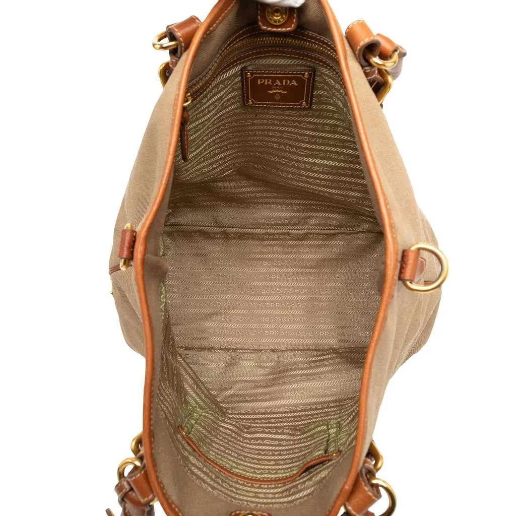 Prada Canvas Canapa Logo Convertible Tote Brown Canvas Very good - Model View