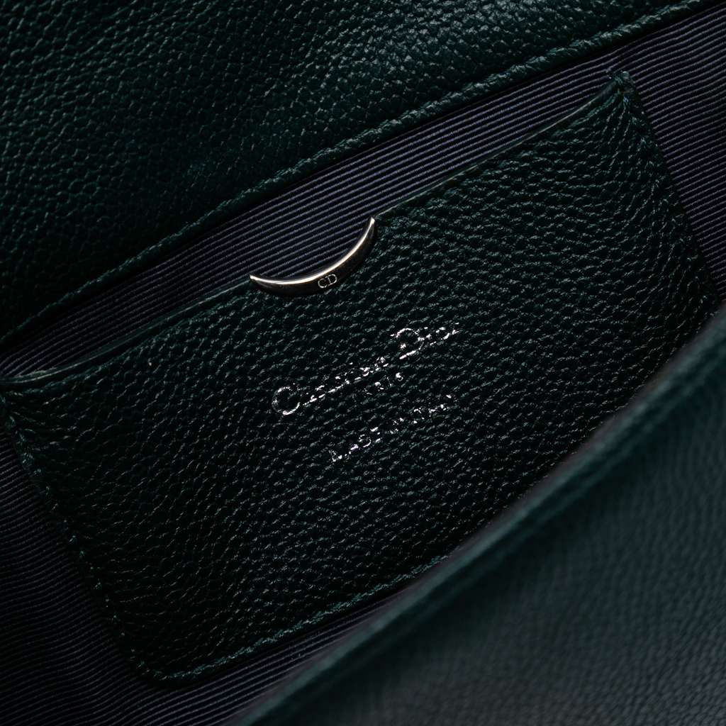 Dior Grained Calfskin Diorama Pochette Clutch Green Leather Good condition - Box View