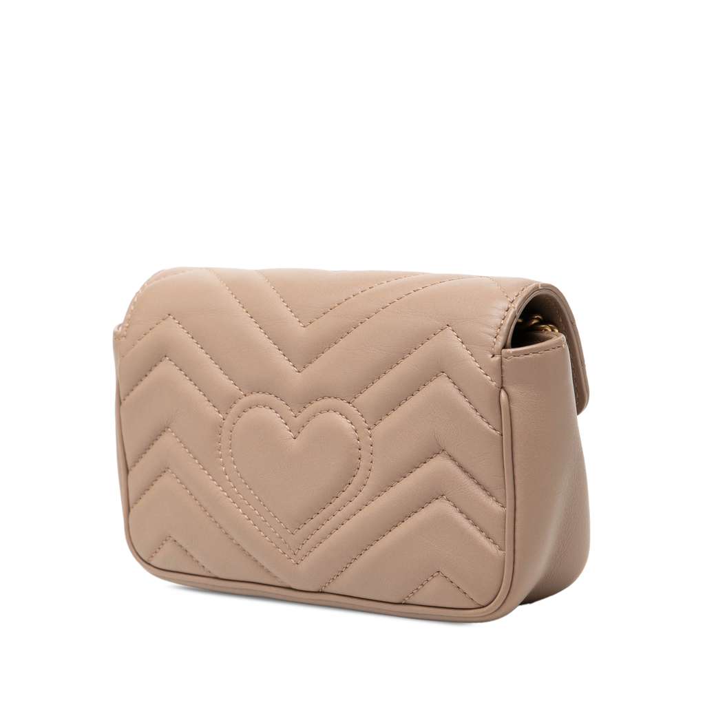 Gucci Mini GG Marmont Matelasse Leather Flap Crossbody Brown Leather Good condition - Back View