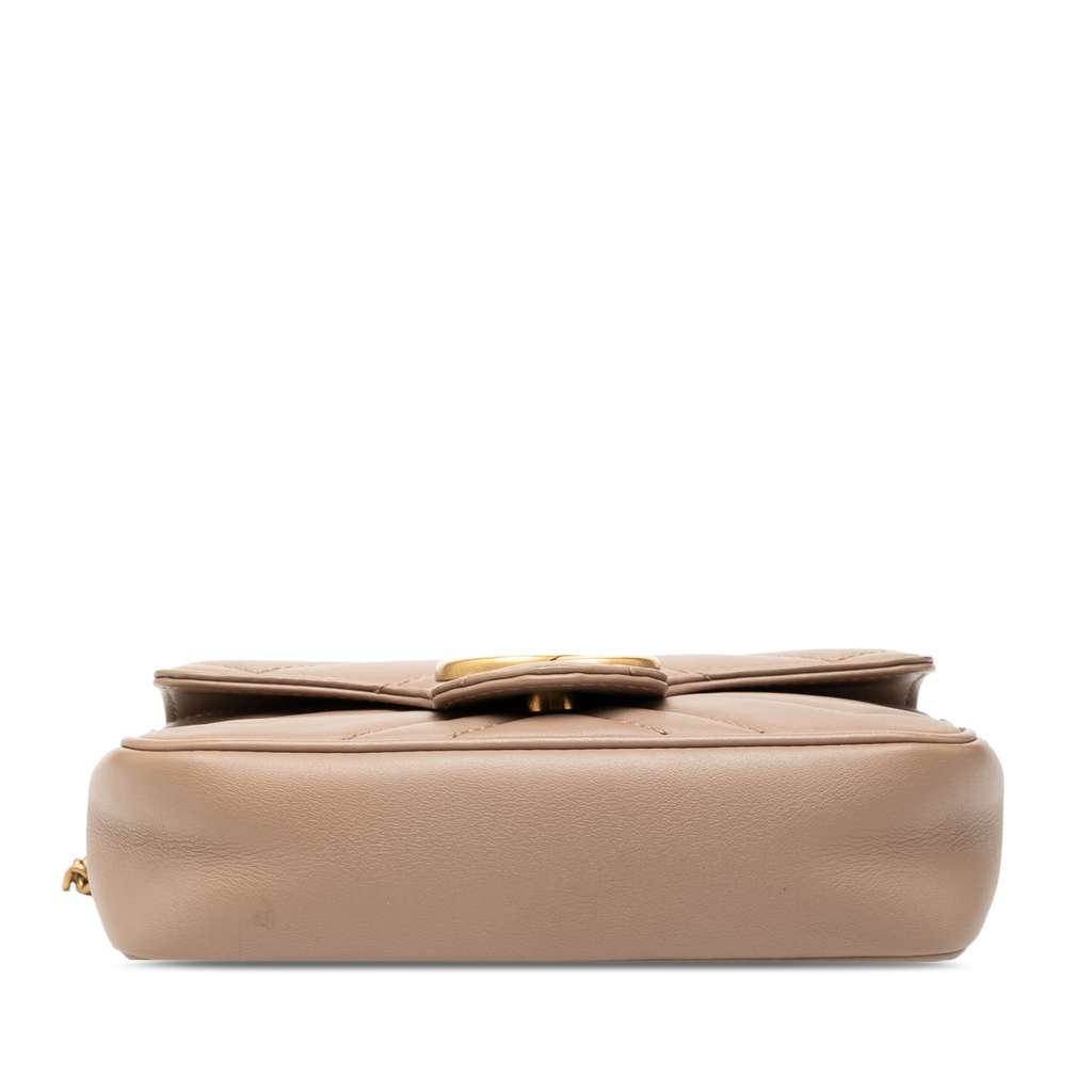 Gucci Mini GG Marmont Matelasse Leather Flap Crossbody Brown Leather Good condition - Inside View