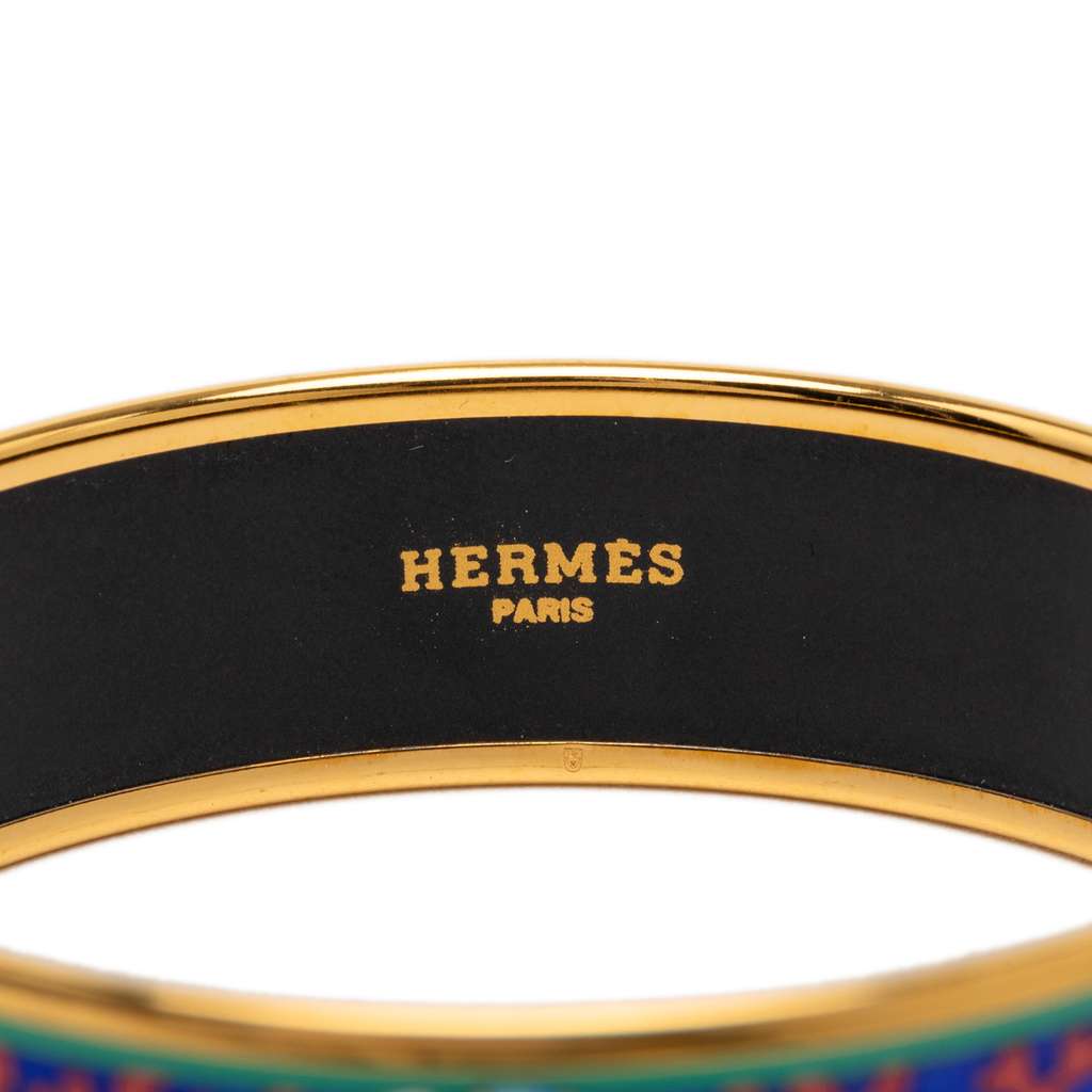 Hermès Wide Seashells Enamel Bangle 70 Blue Good condition - Model View