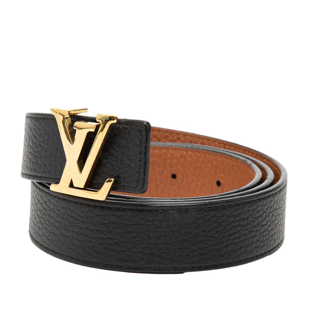Louis Vuitton Grained Leather LV Initiales Reversible Belt Black Leather Good condition - Back View