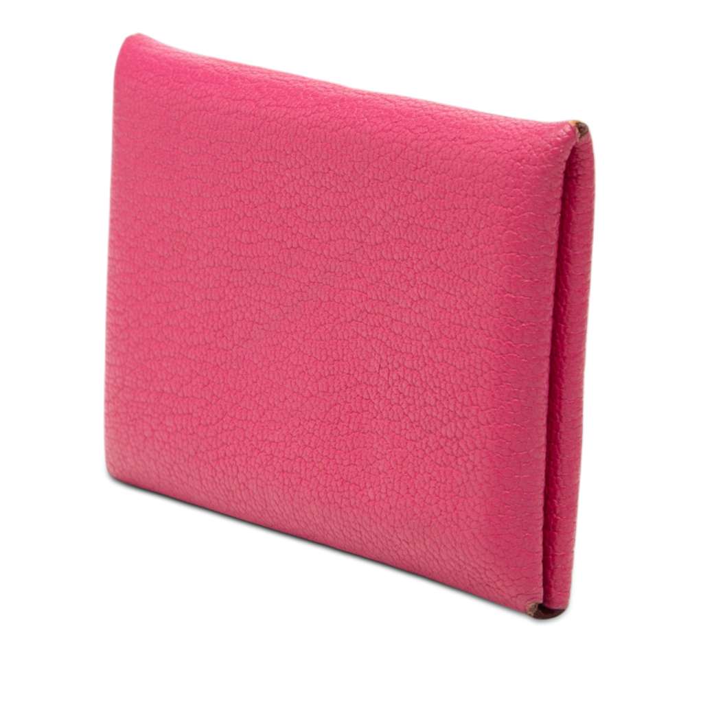 Hermès Chevre Mysore Calvi Card Holder Pink Leather Good condition - Back View