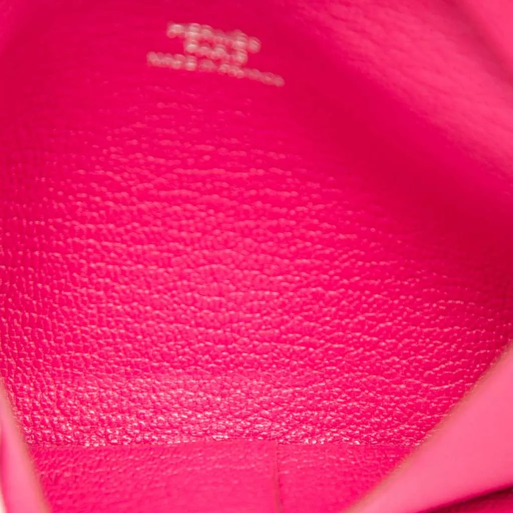 Hermès Chevre Mysore Calvi Card Holder Pink Leather Good - Model View