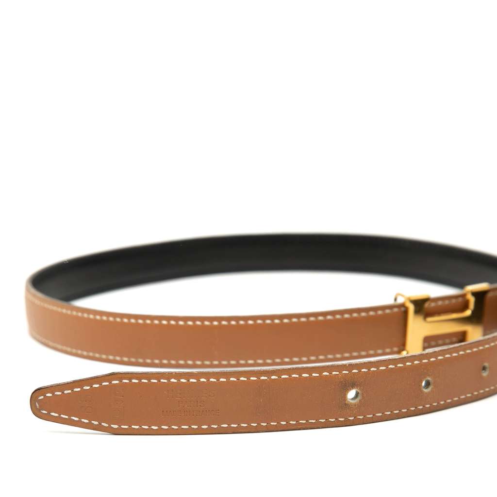 Hermès Gulliver and Box Calf Constance H Reversible Belt Brown Leather Good condition - Model View