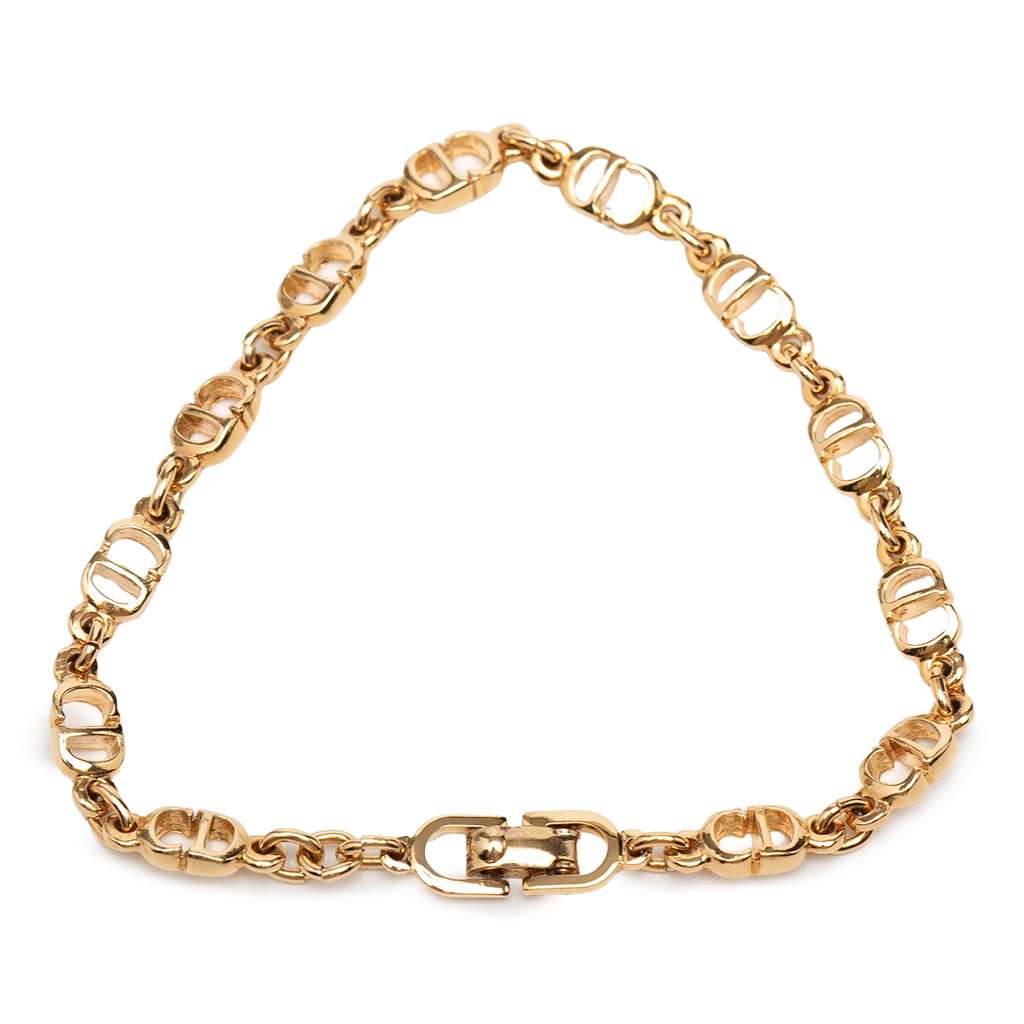Dior Gold Plated CD Logo Chain Bracelet Gold Metal Good condition - Inside View