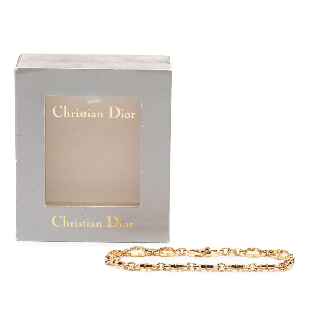 Dior Gold Plated CD Logo Chain Bracelet Gold Metal Good condition - Box View
