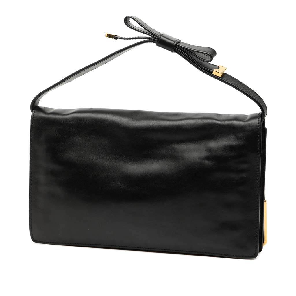 Prada City Calf Bow Handbag Black Leather Good condition - Back View