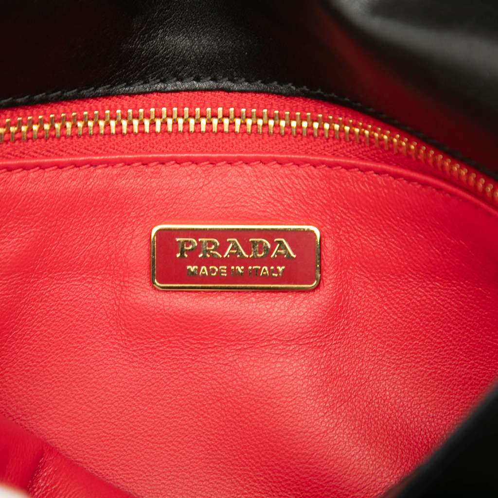 Prada City Calf Bow Handbag Black Leather Good condition - Box View