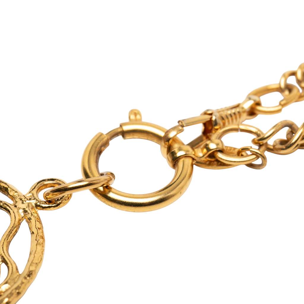 Chanel CC Gold Plated Encircled Flower Pendant Necklace Gold Metal Good condition - Inside View