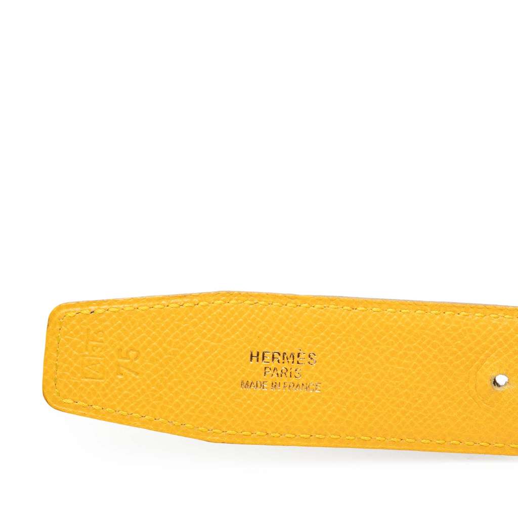 Hermès Box Calf and Courchevel Constance H Reversible Belt Black Leather Good condition - Box View