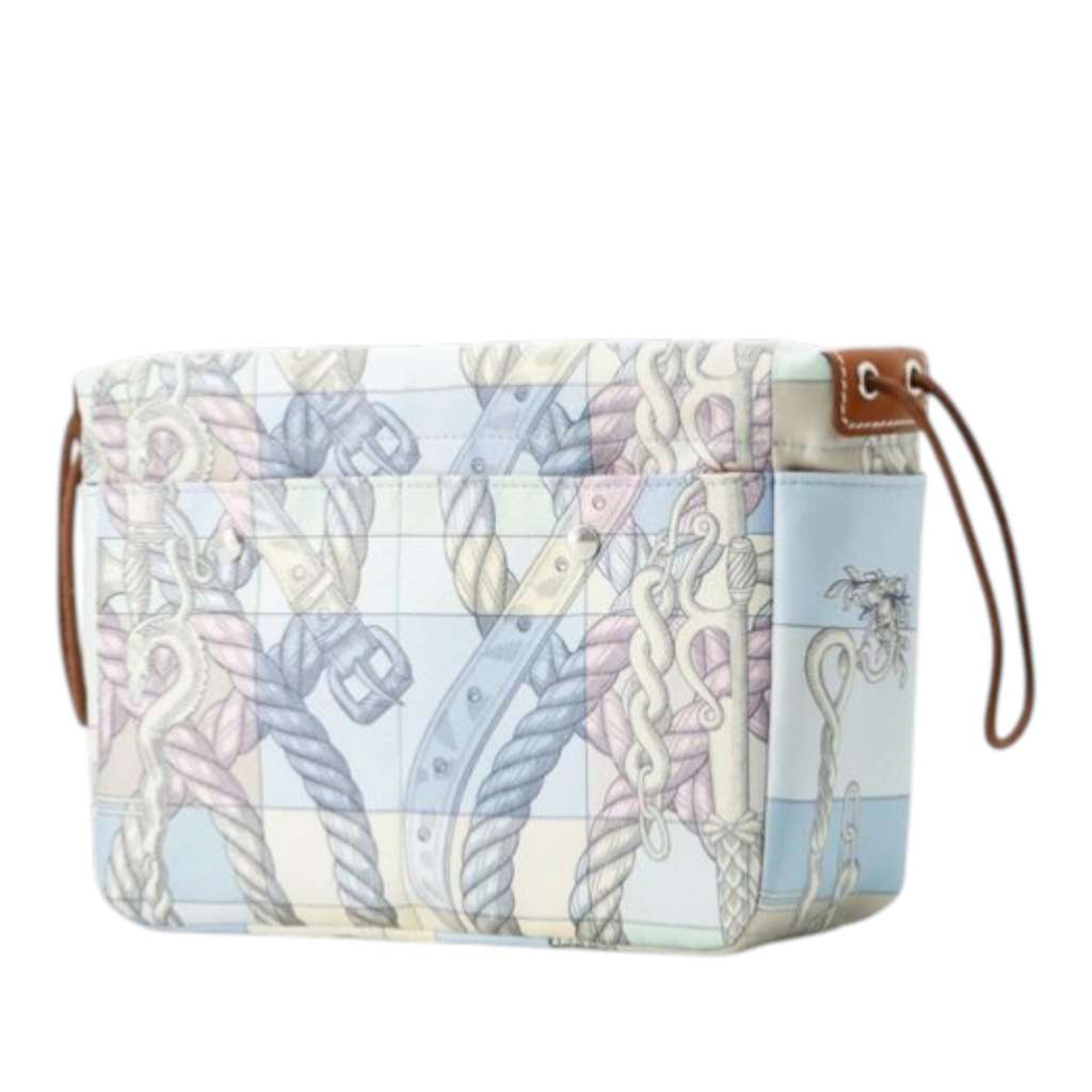 Hermès Silk Della Cavalleria Fourbi 20 Pouch Blue Silk Good condition - Back View