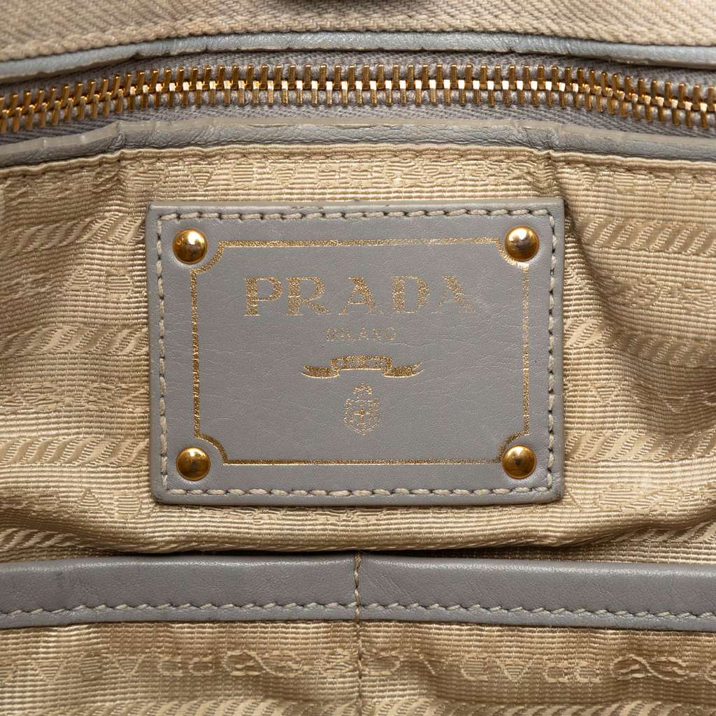 Prada Denim Canapa Logo Satchel Brown Denim Good condition - Box View