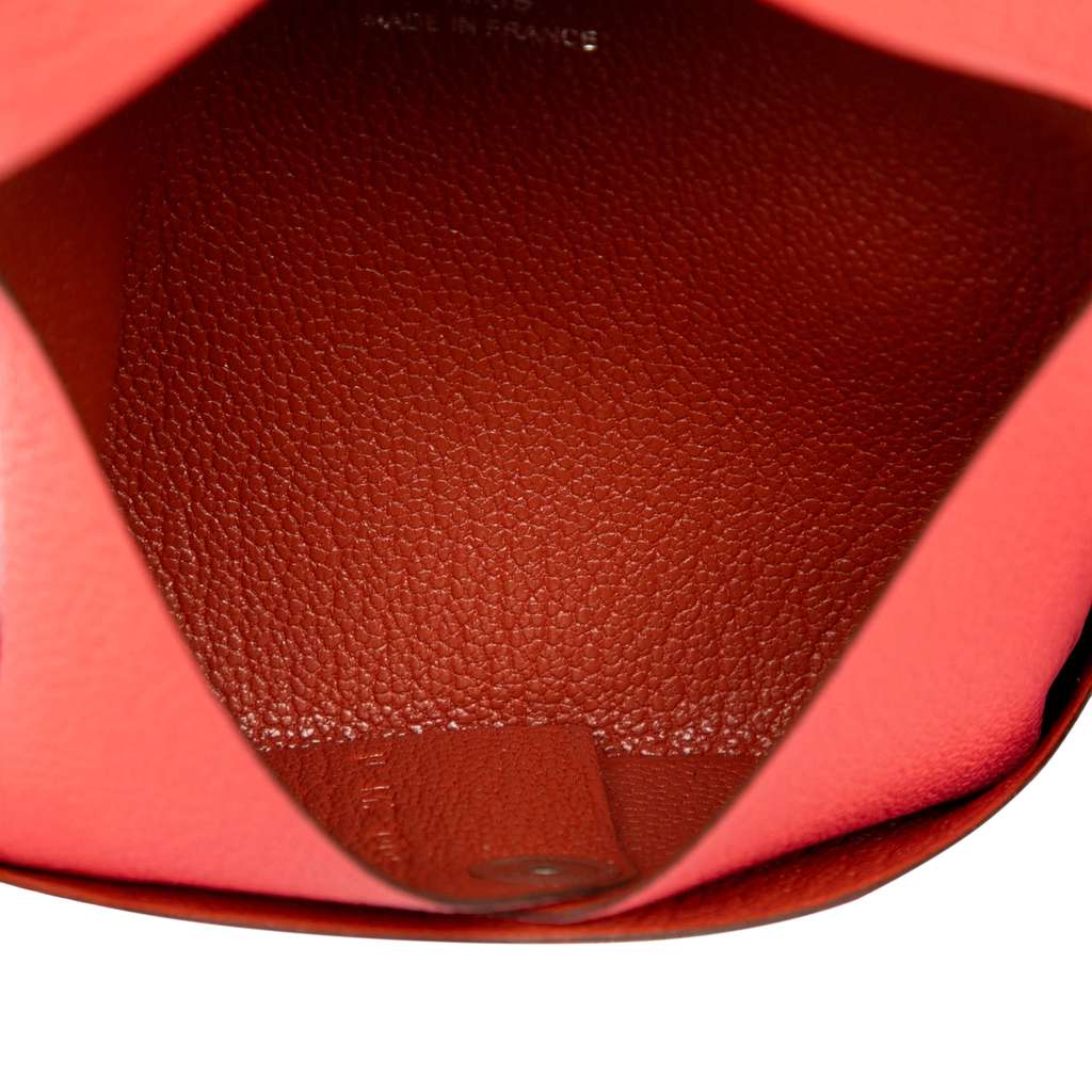 Hermès Chevre Mysore Verso Calvi Card Holder Pink Leather Good condition - Model View