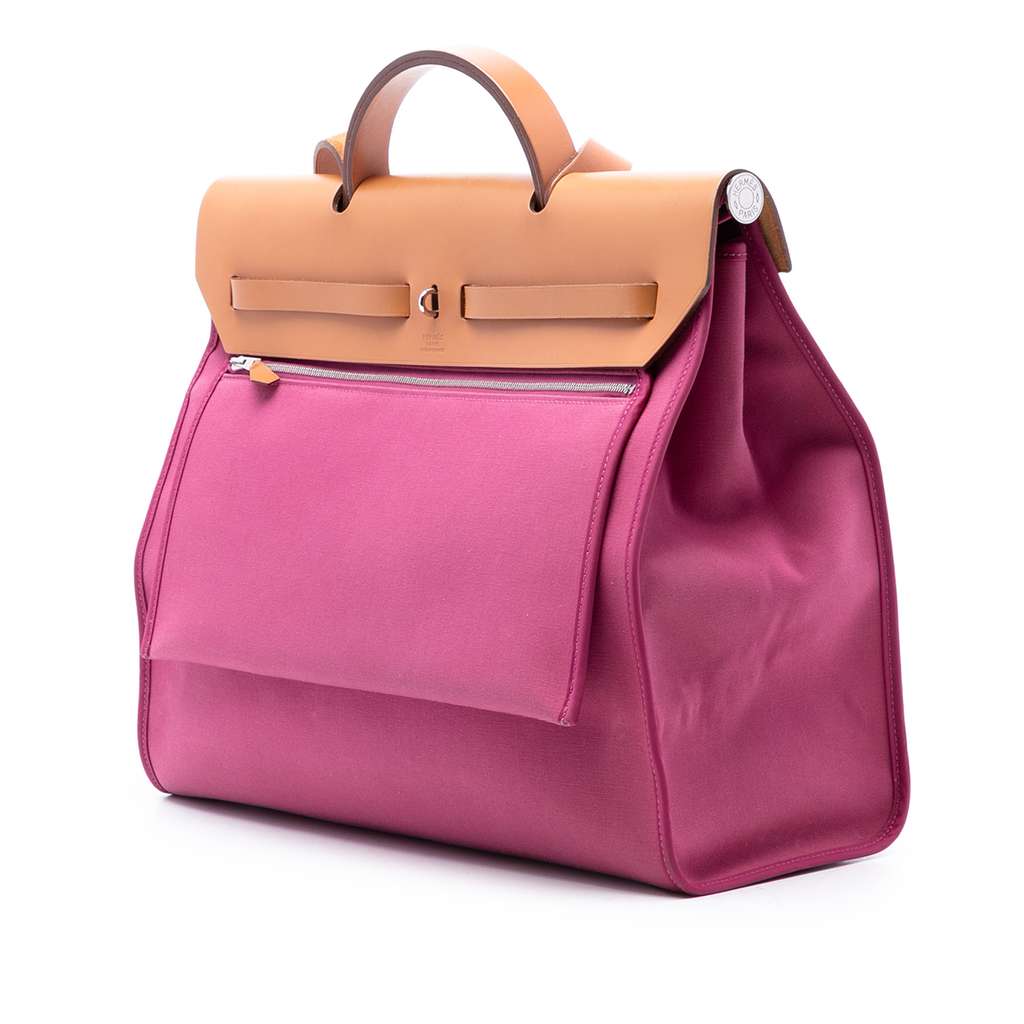 Hermès Toile Herbag Zip 31 Pink Canvas Good condition - Back View