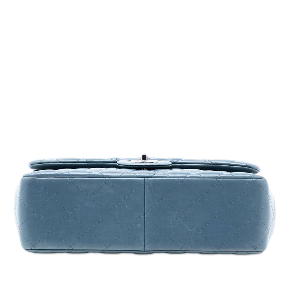 Chanel Jumbo Classic Lambskin Double Flap Blue Leather Good condition - Inside View